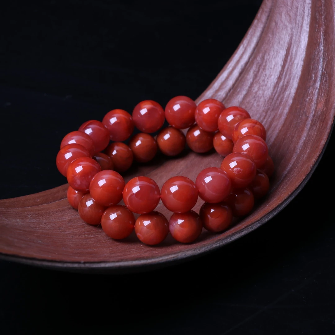 高品精美瓦西南红玛瑙12mm左右圆珠手串一条n639（多样性发其一）