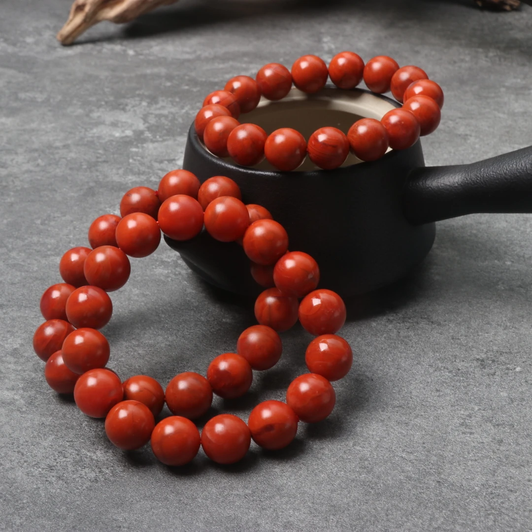 高品精美南红玛瑙13mm左右圆珠手串一条2n618（多样性发其一）