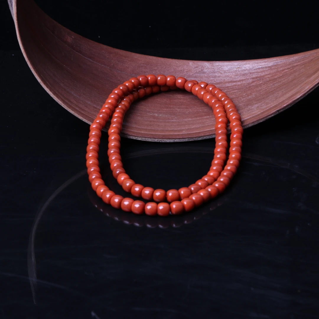 高品精美南红玛瑙8mm左右老型珠多圈项链一条n956