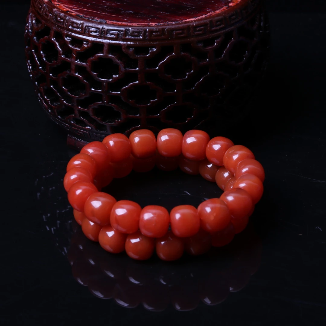 高品滴水洞南红玛瑙13mm左右老型珠手串一条n600（多样性发其一）