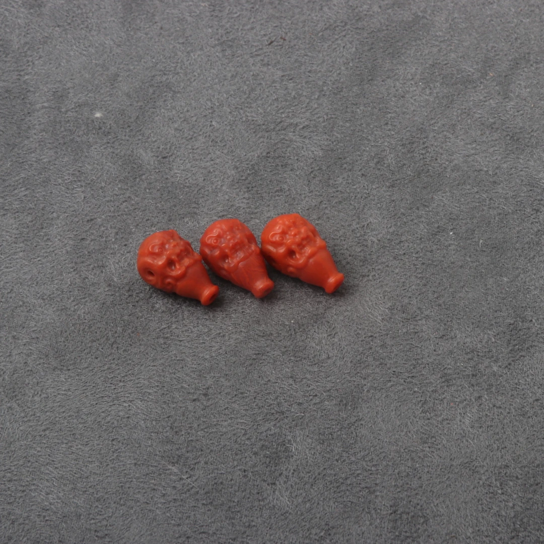 南红玛瑙11-12mm精工雕刻兽面三通配饰一颗P994（多样性发其一）