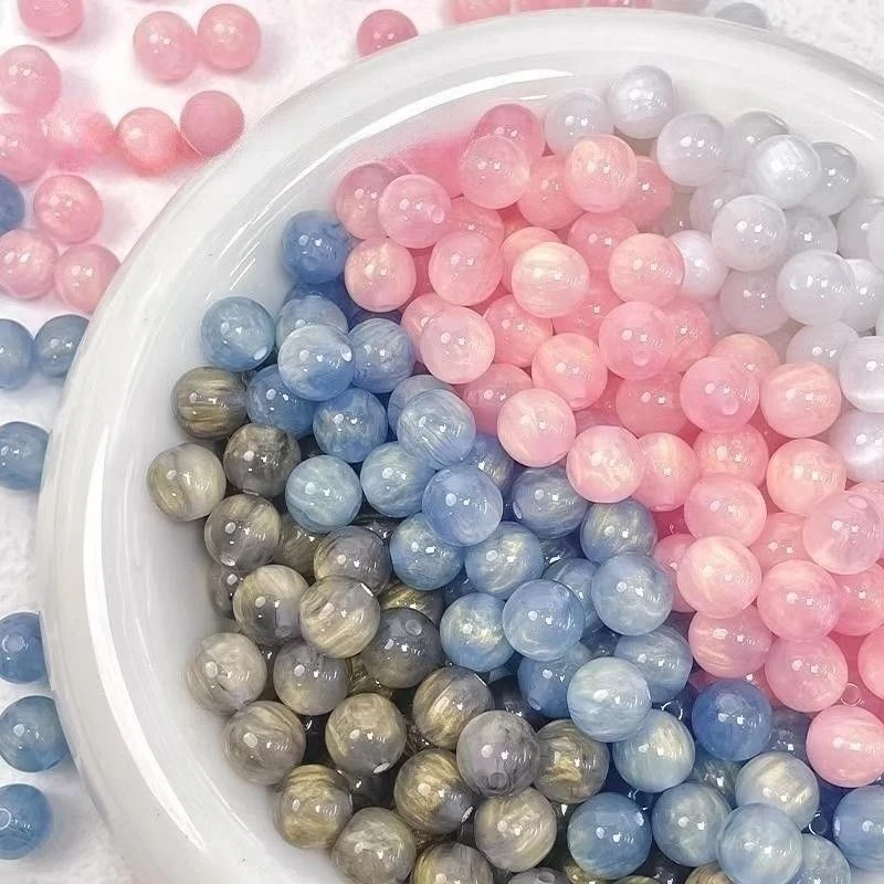 10mm星空流光珠子鎏金效果仿猫眼珠串珠diy手工手链项链散珠批发