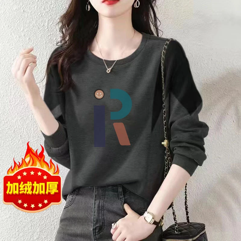 啄木鸟纯棉拼接长袖卫衣女2024年秋季百搭宽松显瘦气质拼色上衣