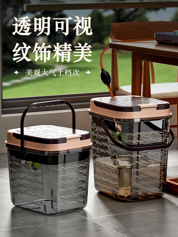 透明茶桶茶具配件茶渣桶家用茶水桶茶台茶盘排水桶茶道零配废水桶