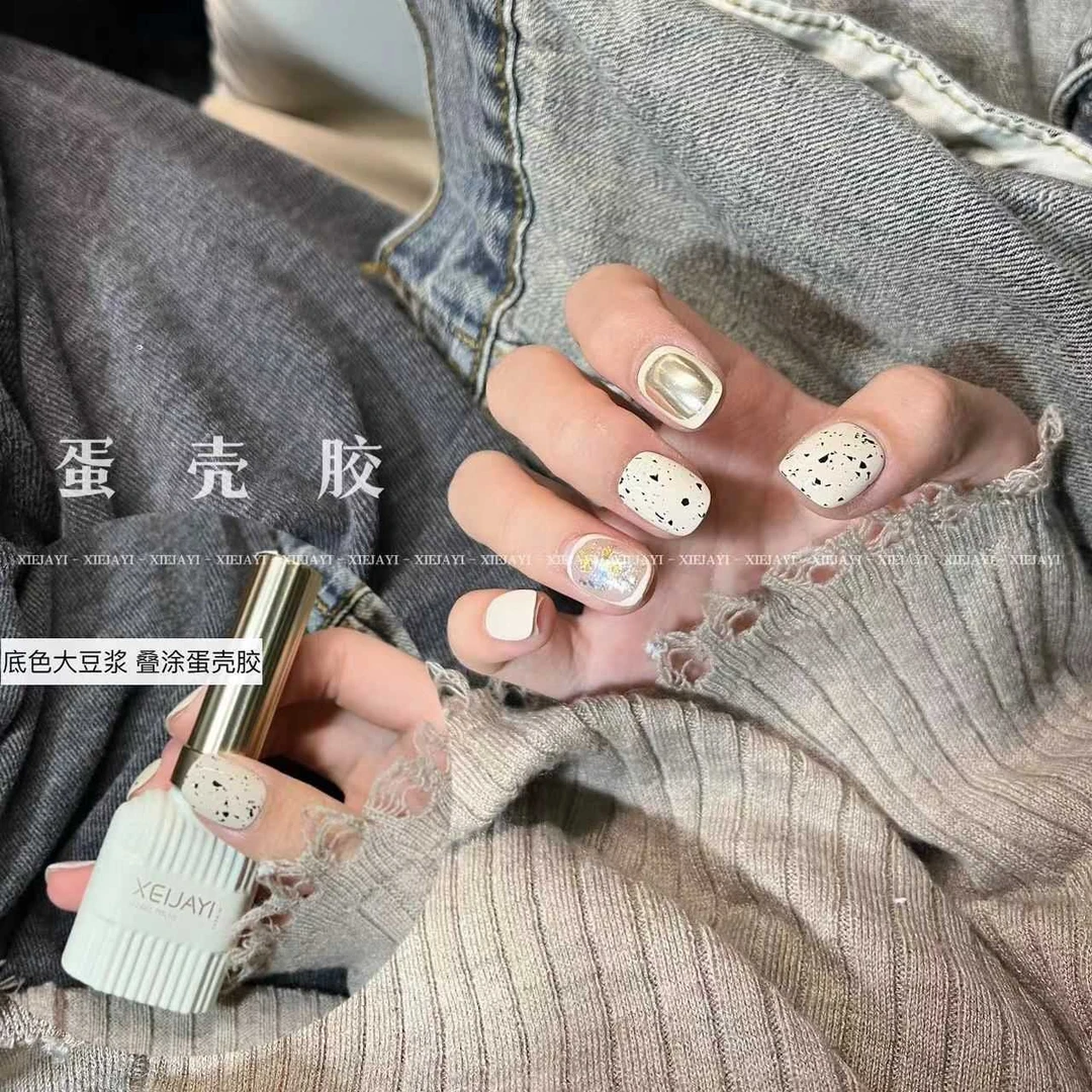 小颖美甲-白色蛋壳胶美甲素材胶牛奶瓶15ml（单色）甲油胶