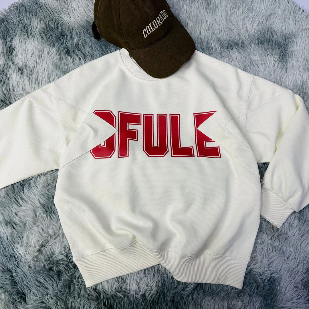 儿童卫衣春款米白圆领