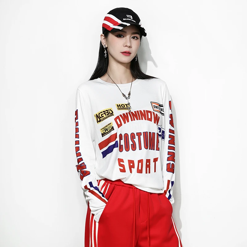 【DW原创设计】秋冬圆领套头长袖时尚街头潮牌百搭上衣女IN1372