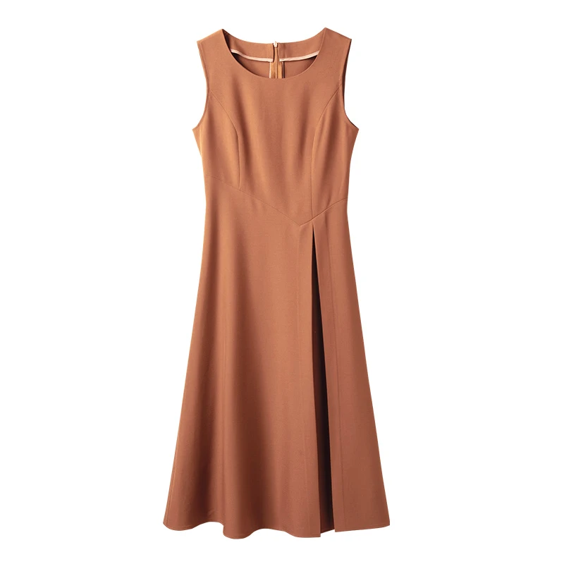 无袖吊带连衣裙女秋季2025新款高级感气质收腰内搭中长裙FNR909