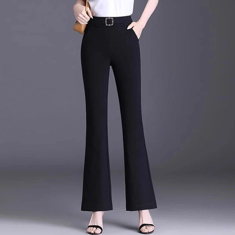 高级感微喇阔腿女秋冬2025新款修身显瘦时尚气质职业休闲裤EHk003