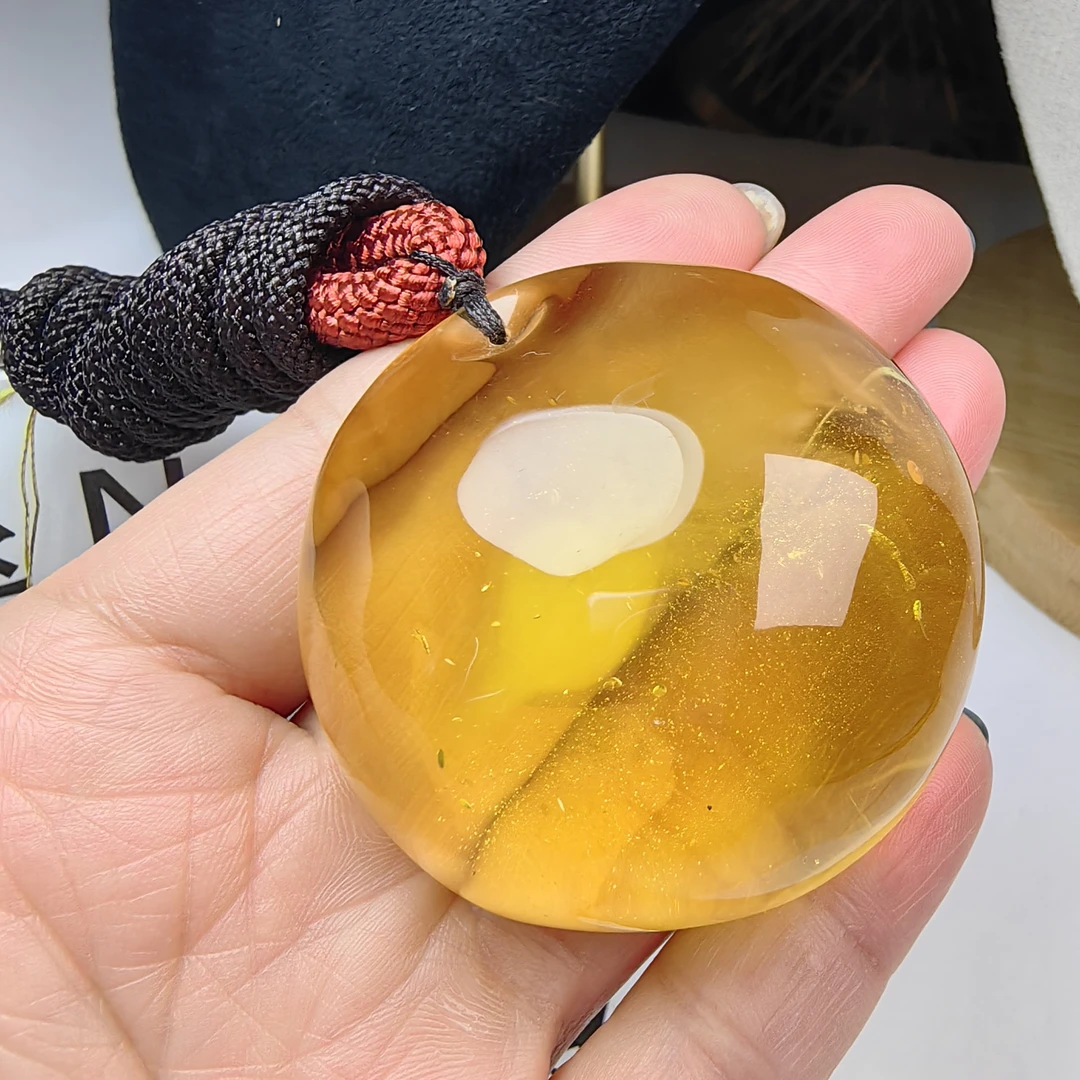 天然琥珀蜜蜡俄料鸡油黄百花蜜精美长款时尚百搭