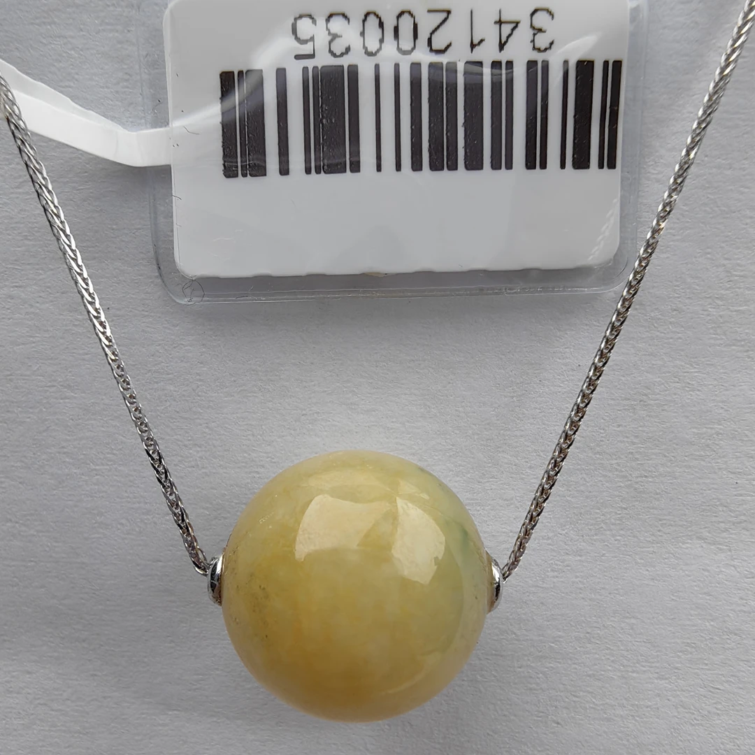 天然翡翠吊坠项链路路通K金镶嵌飘花带色黄翡