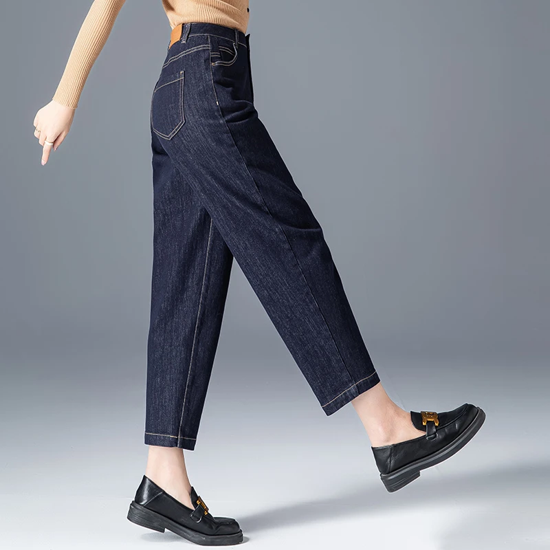 女士哈伦牛仔裤女2025新款秋冬宽松九分萝卜裤高腰老爹裤妈妈裤子
