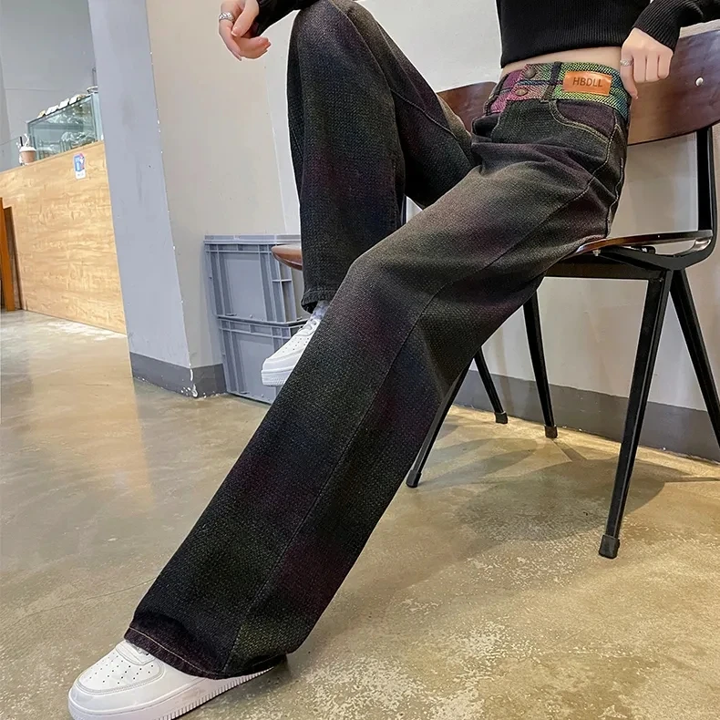 黑色高腰窄版阔腿牛仔裤女2025年夏季新款显瘦宽松直筒垂感拖地裤