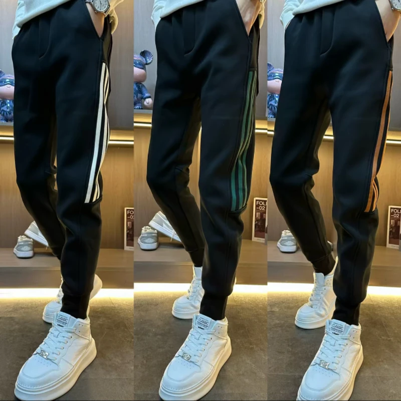 628休闲裤男士春季时尚潮流条纹修身百搭束脚运动裤