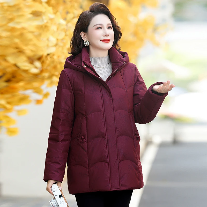 恒源祥彩羊妈妈冬季羽绒服短款时尚中老年加厚保暖奶奶装宽松外套