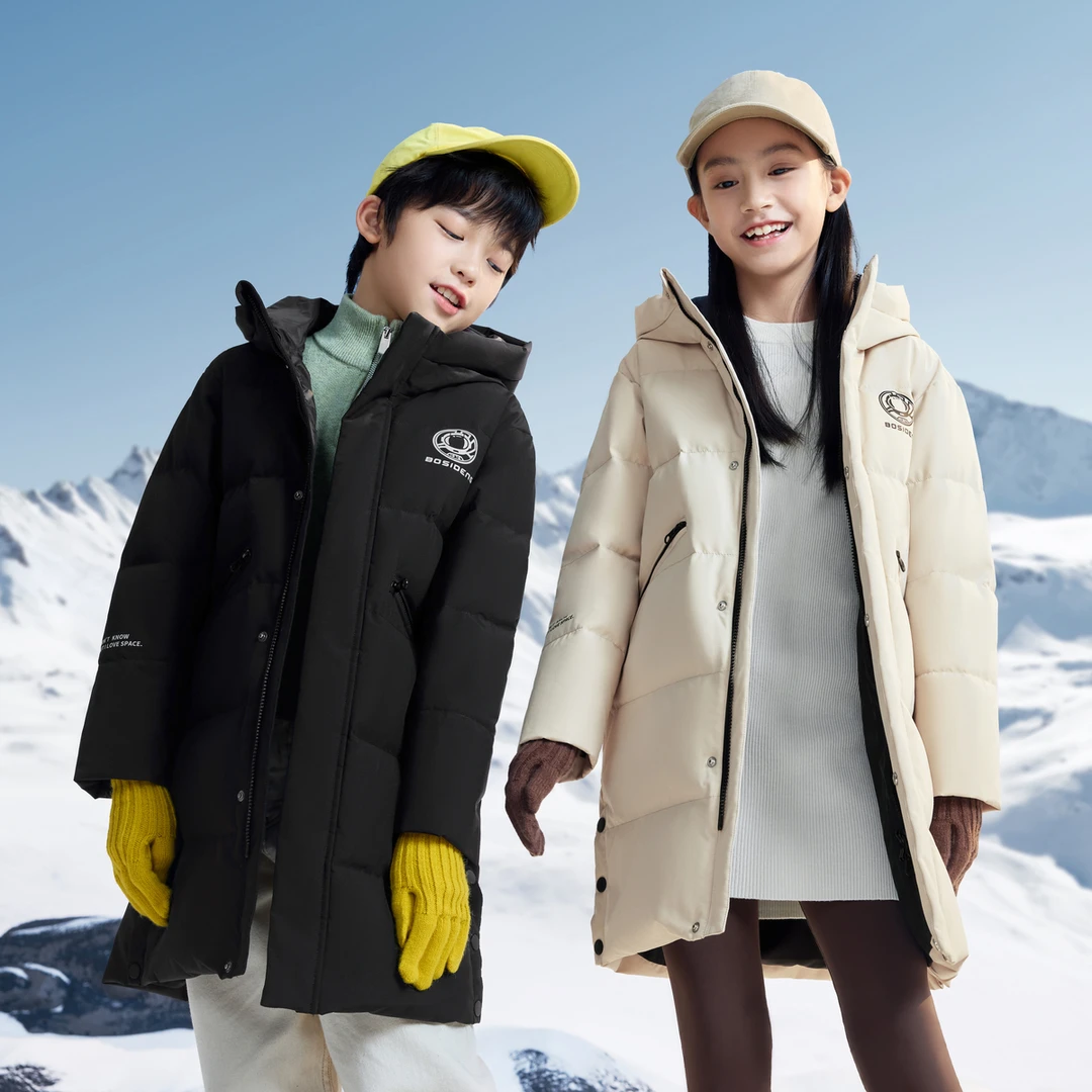 波司登儿童羽绒服中长款加厚保暖冬季时尚连帽防风秋冬运动中大童