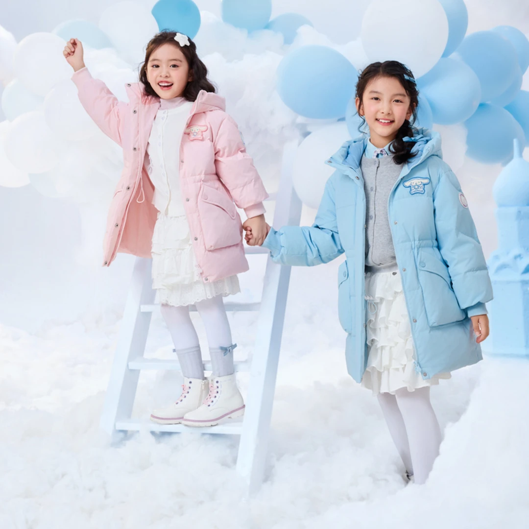 波司登儿童羽绒服女童时尚连帽中长款加厚中大童保暖冬季洋气休闲