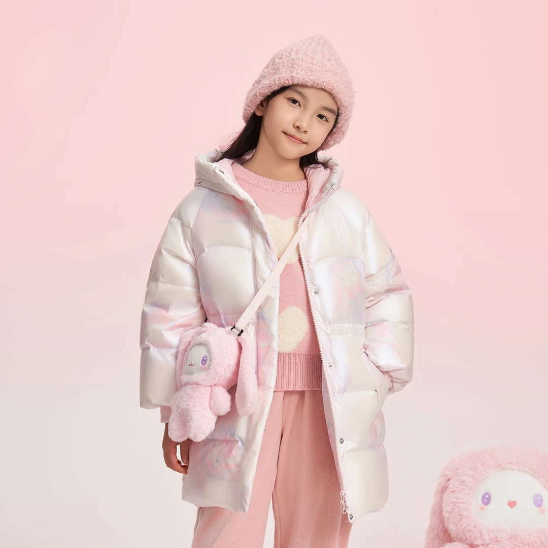 波司登儿童羽绒服女童洋气时尚连帽中长款加厚中大童保暖冬季