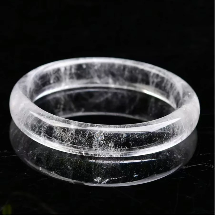 天然冰冰透白水晶爆亮爆闪仙女手镯扁条网红百搭起刚