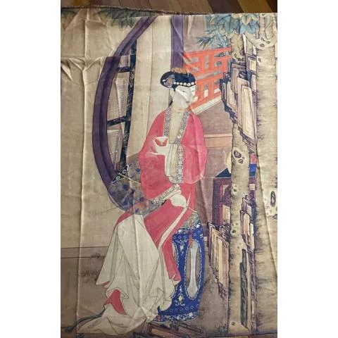 十二美之桐荫品茗宽幅皮子139幅47姆米80cm一个定位//一经裁剪不