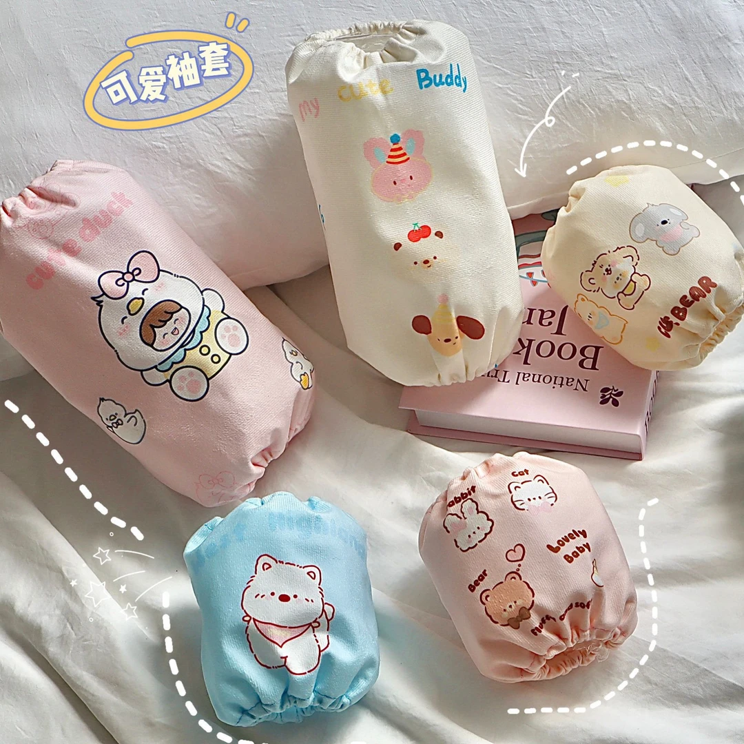 新款科技布毛绒袖套可爱卡通护袖秋冬季儿童防脏袖头耐脏套袖