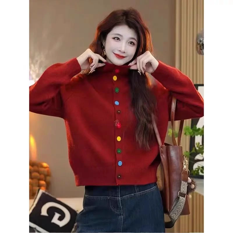 La Vague 高领彩色扣针织开衫 BAW30482 014