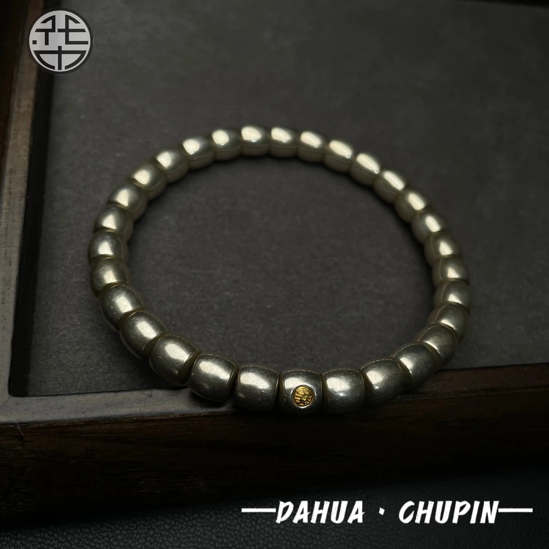 925银手链 【银手串】925银手串叠带款直切手串简约7x6mm