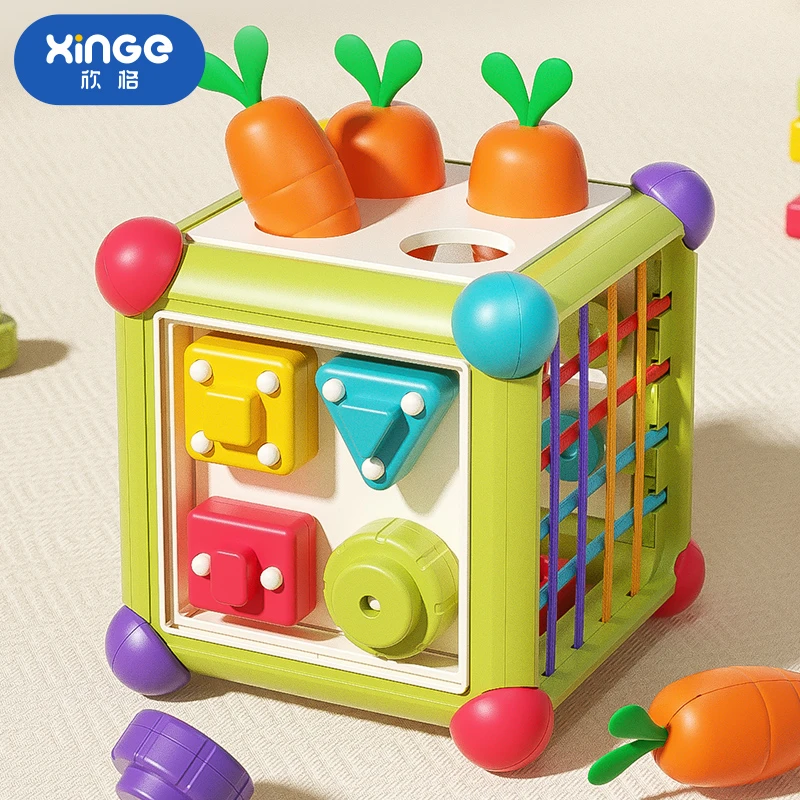 婴儿塞塞乐宝宝玩具6个月新生儿益智早教六面体拔萝卜形状配对1岁