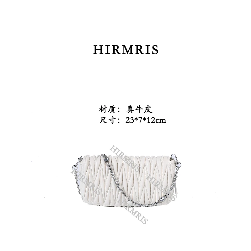 HIRMRIS手工真皮包550616  水钻扣缪银球款白色