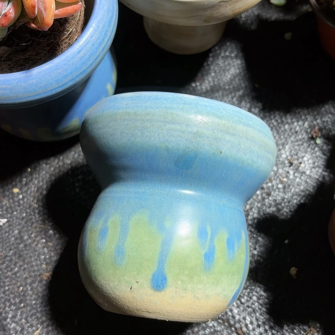 吉*蓝绿色鸡腿菇花盆