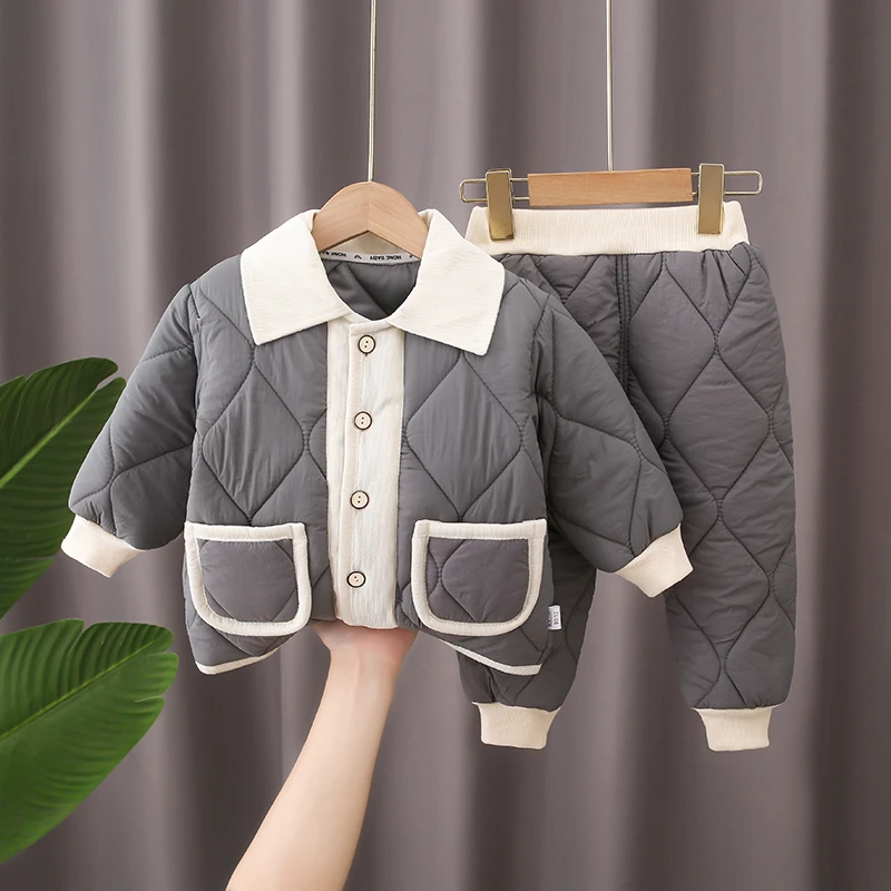 秋冬新款儿童棉服套装男女宝宝棉衣棉裤休闲套装家居服户外两件套