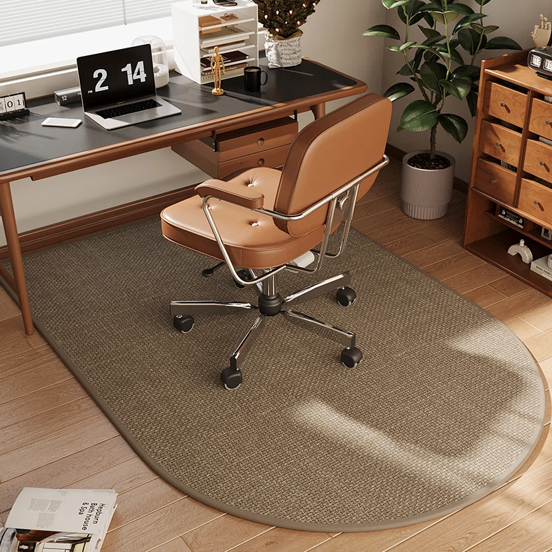 书房地毯旋转椅垫仿亚麻编织纹防滑耐脏吸水脚垫客厅拱形茶几地垫