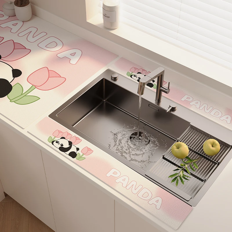 厨房防溅水软硅藻泥沥水垫洗手台吸水垫水龙头挡水条卫生间台面垫