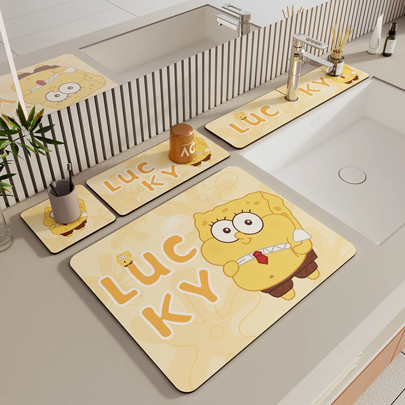 浴室洗手台吸水垫卫生间水龙头防溅水台面垫厨房台面沥水垫硅藻泥