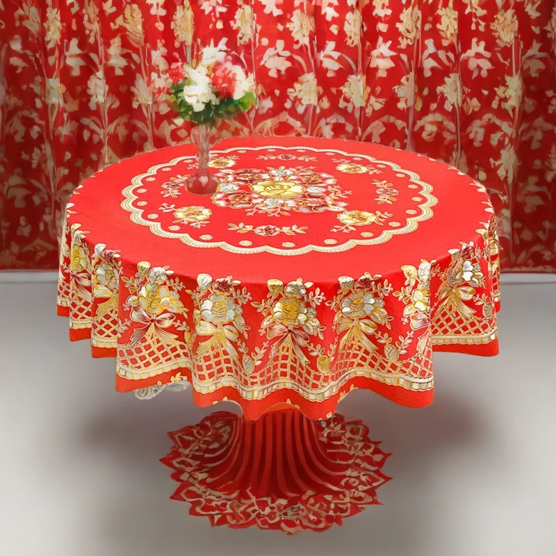 加厚高档圆桌布防水防油防烫免洗长方形PVC台布酒店家用餐桌布