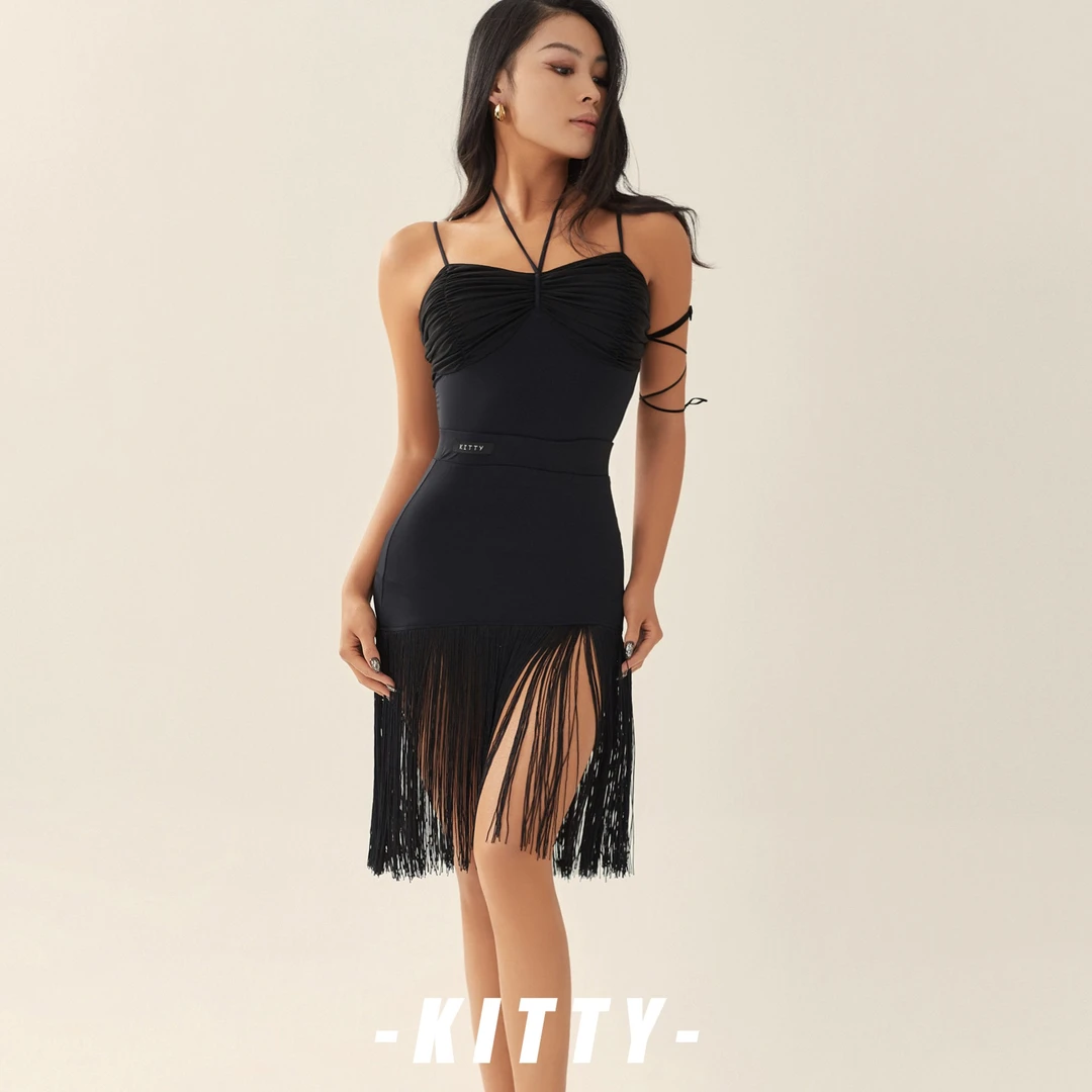 KITTY舞服/精致到细节～网纱褶褶吊带/百搭经典版型流苏裙