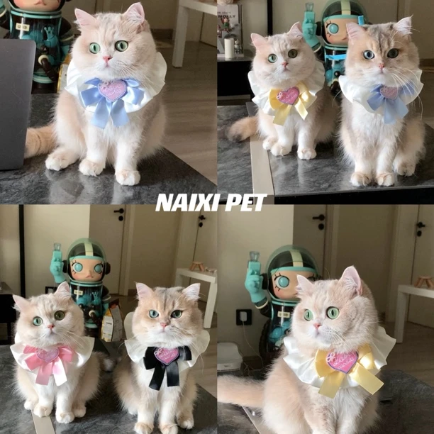 薄荷同款猫咪口水巾围脖宠物围兜狗狗围巾可爱项圈饭兜脖装饰拍照