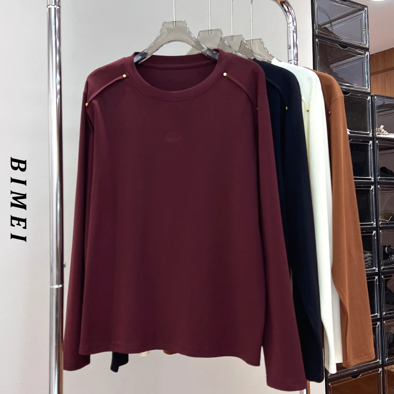 必魅-2024早秋新款长袖T恤设计感小众时尚休闲韩版ins圆领3291