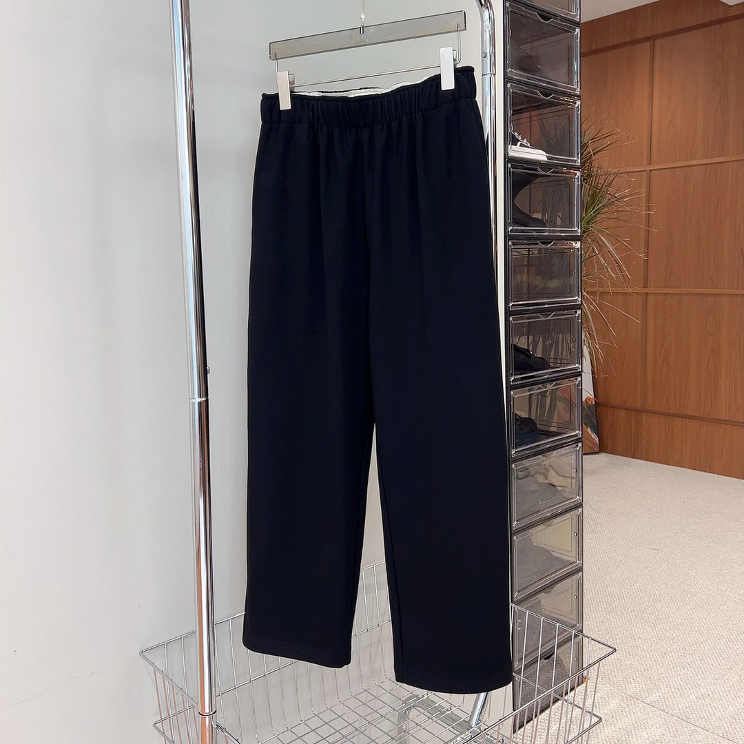 必魅2024秋冬新款加绒休闲黑色直筒裤显瘦弹力百搭裤子6283大码