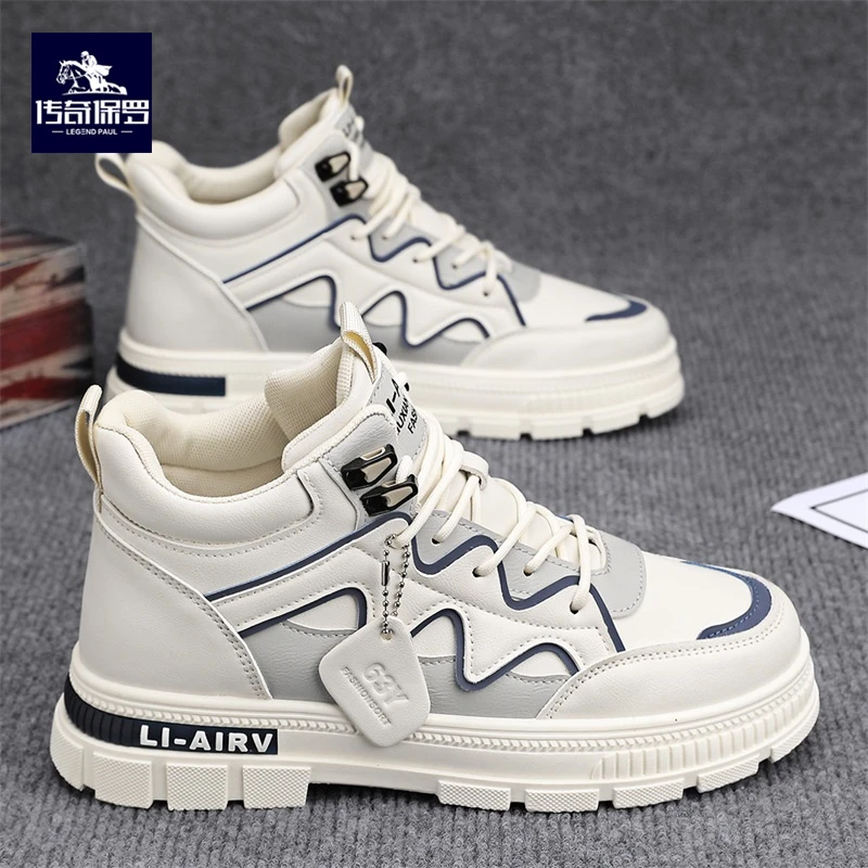 传奇保罗男士秋季新款潮流百搭英伦风马丁靴学生韩版厚底耐磨潮鞋