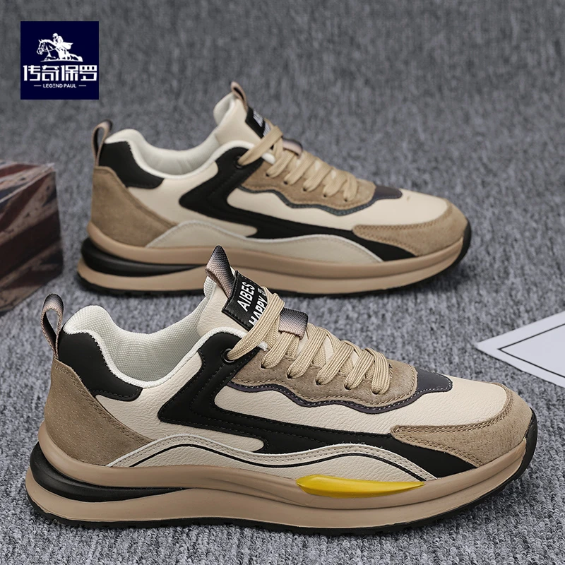 传奇保罗男鞋2023新款秋季百搭透气休闲运动鞋青少年增高老爹潮鞋