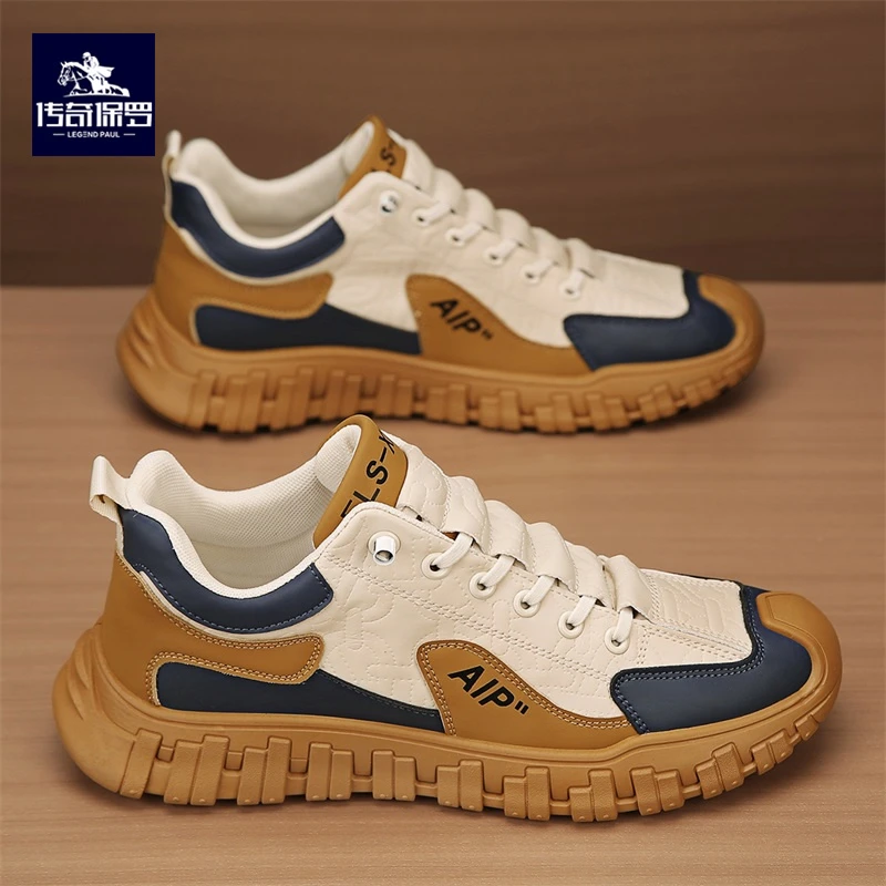 传奇保罗2024新款春季男士休闲百搭潮鞋时尚舒适户外运动鞋轻便