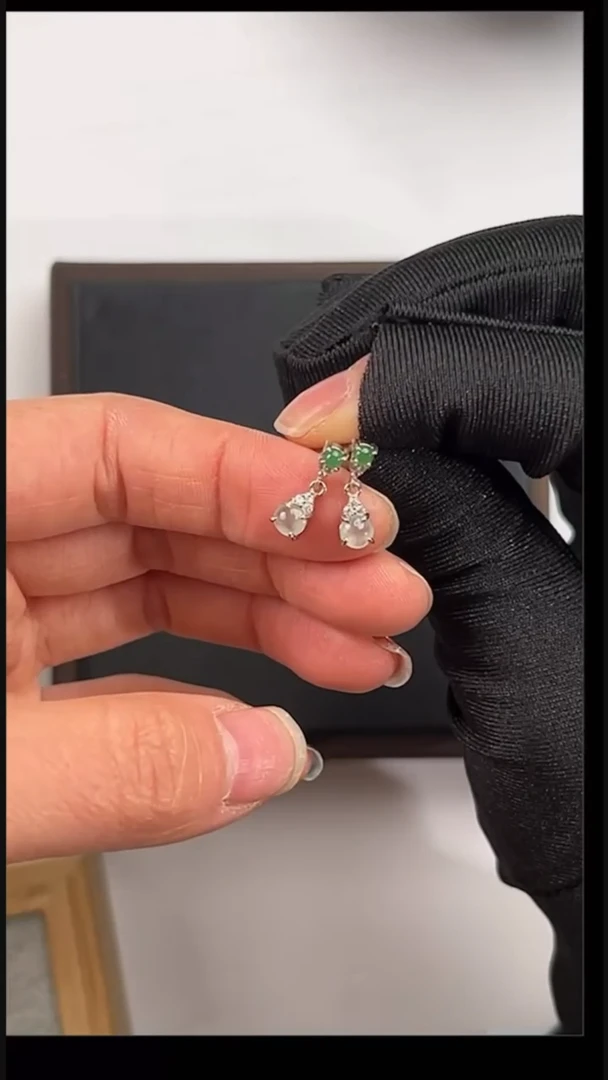 【闪购商品】翡翠耳坠银S925镶嵌06