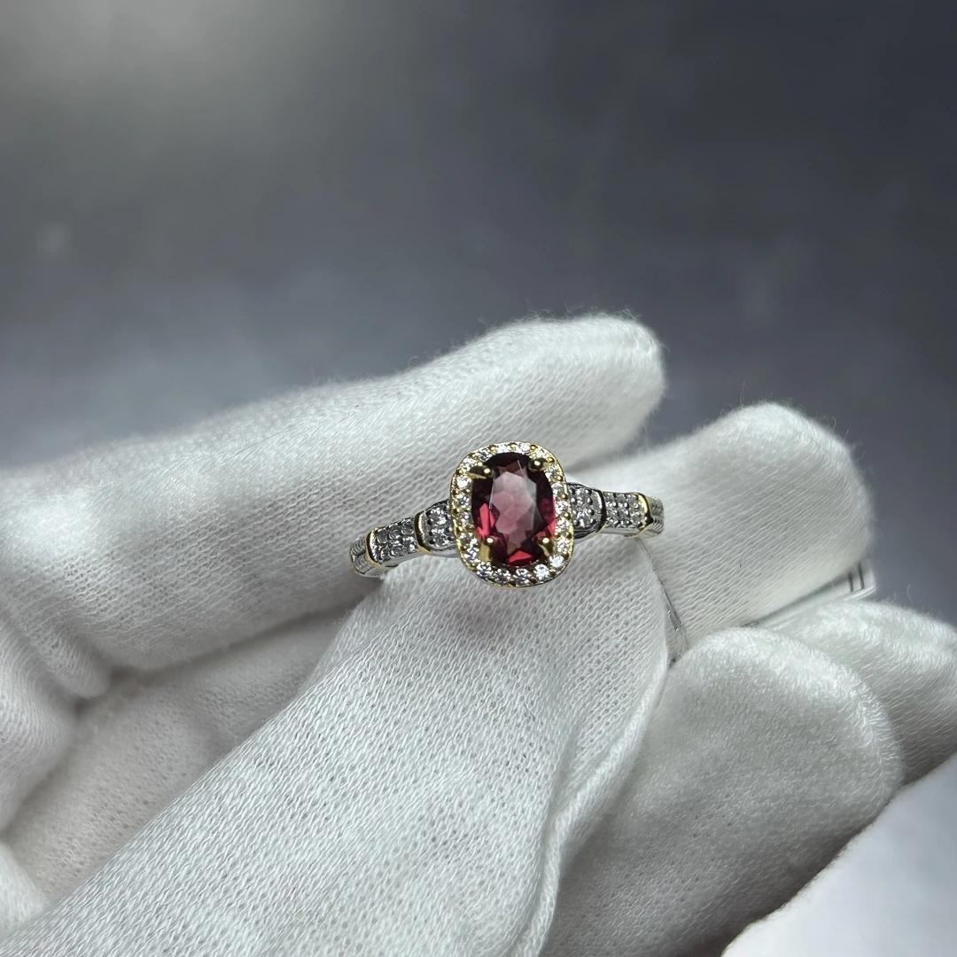 S925银石榴石戒指开口【多样性发一】【SLS005】