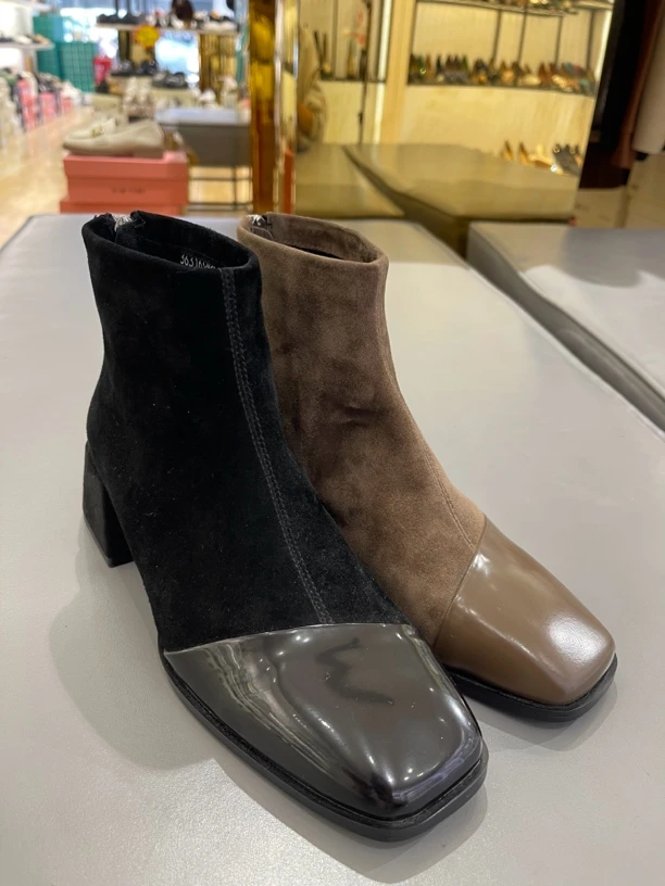 663163295c漫步佳人粗跟欧美款靴