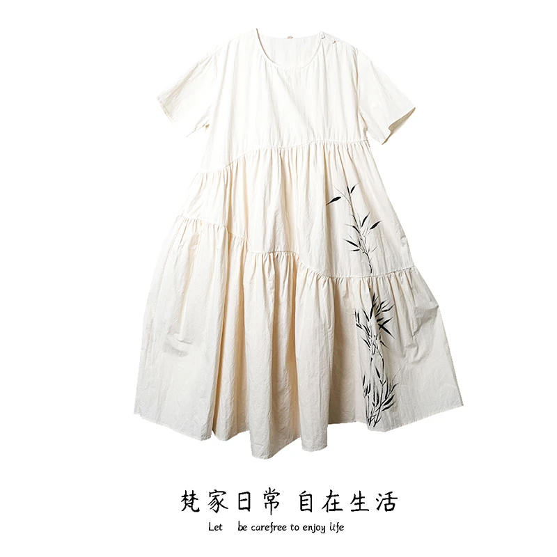 春夏秋新款女装拼接设计感白裙子大摆连衣裙仙气飘飘旅拍裙子