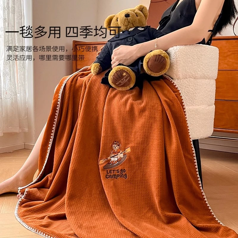 【TeenieWeenie】小熊A类保暖华夫绒毛毯秋冬午睡毯沙发毯