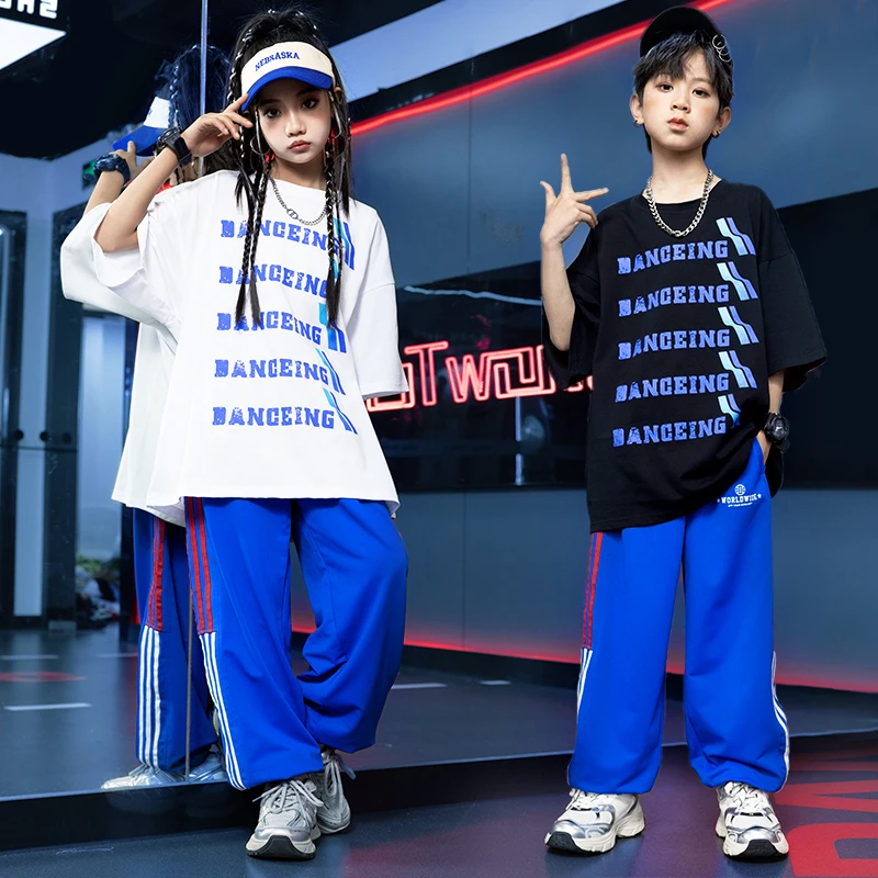 街舞儿童潮服hiphop童装少儿服装男童嘻哈潮牌套装架子鼓演出服夏