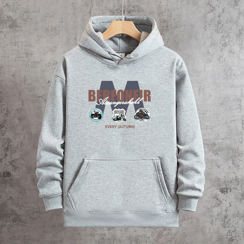 加绒秋冬冬季连帽卫衣上衣宽松冬季套头运动男装春季百搭男士