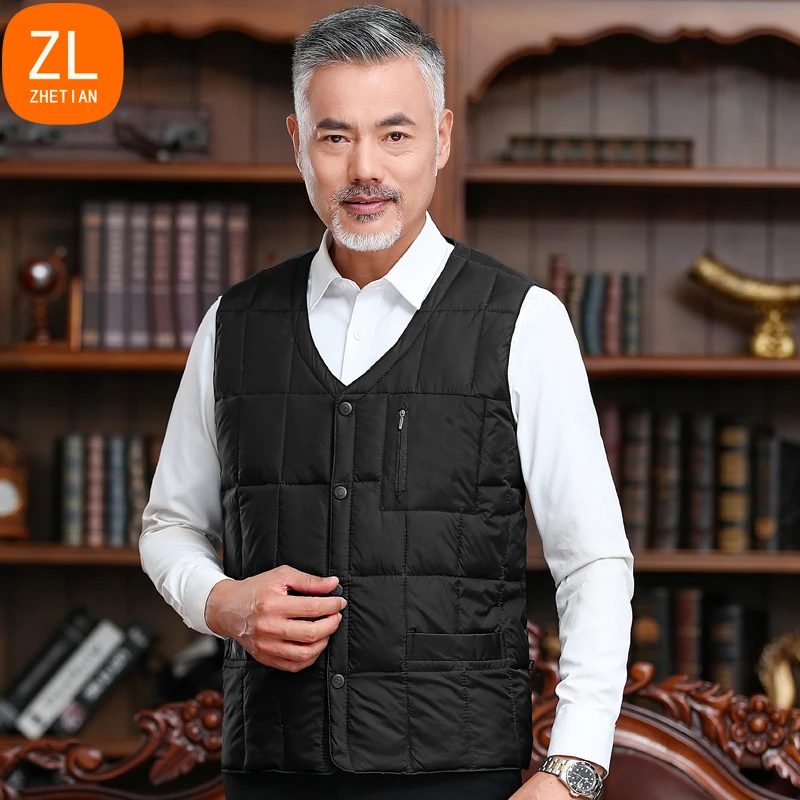 浙添中老年春季男士爸爸装加厚棉马甲秋冬外套加绒背心保暖老年人